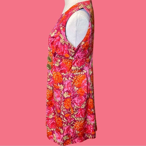 MICHAEL Michael Kors Pink & Orange Floral Print Button-Detail Shift Dress Sz 8P - Picture 7 of 16
